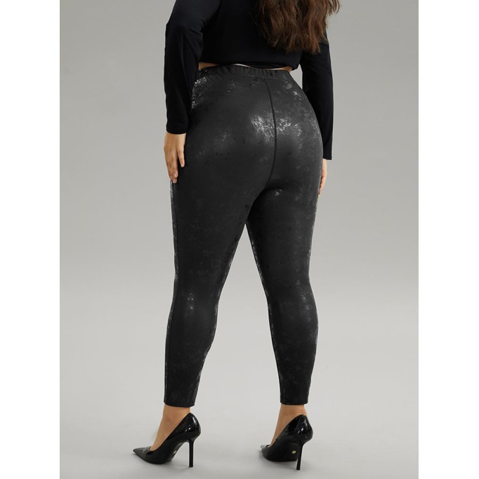 Plus size skinny leather pants for women
