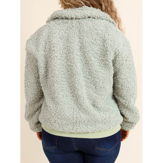 Plush light green patchwork ribbed jacket