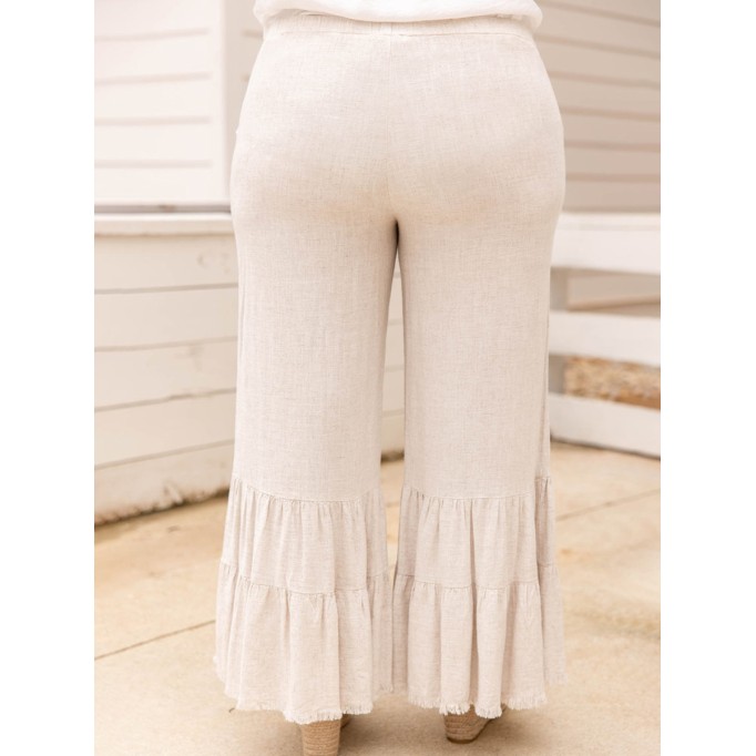 Pocket hem layered flared pants