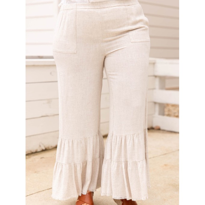 Pocket hem layered flared pants