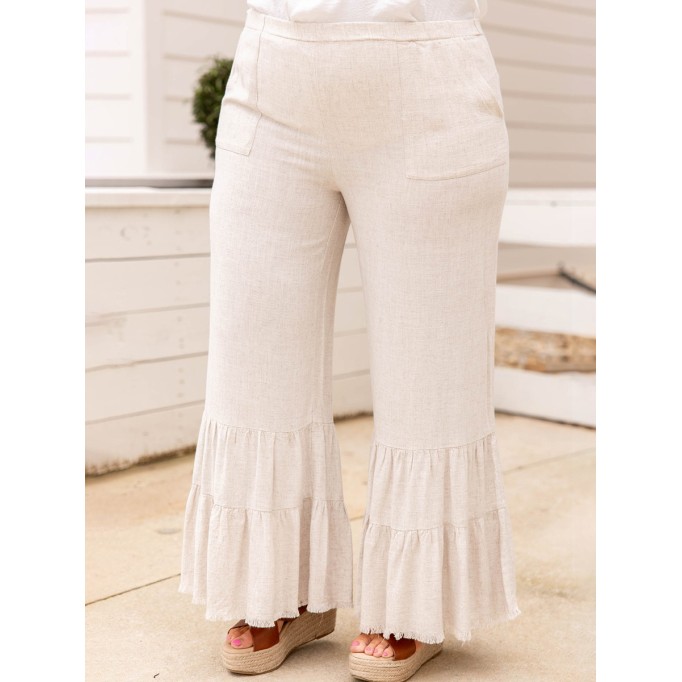 Pocket hem layered flared pants