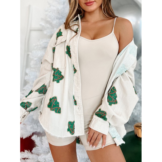 Printed Christmas tree coat