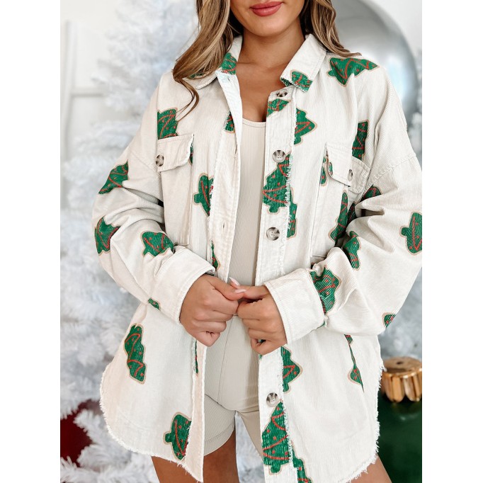 Printed Christmas tree coat