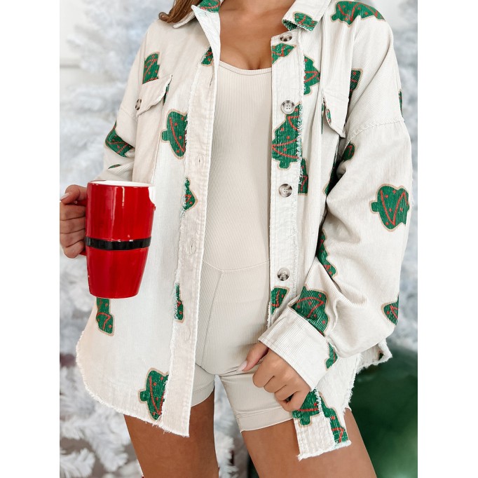 Printed Christmas tree coat