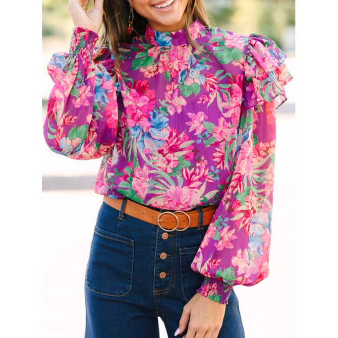 Purple Floral Blouse