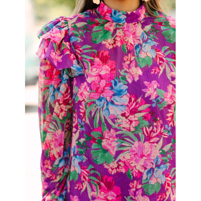 Purple Floral Blouse