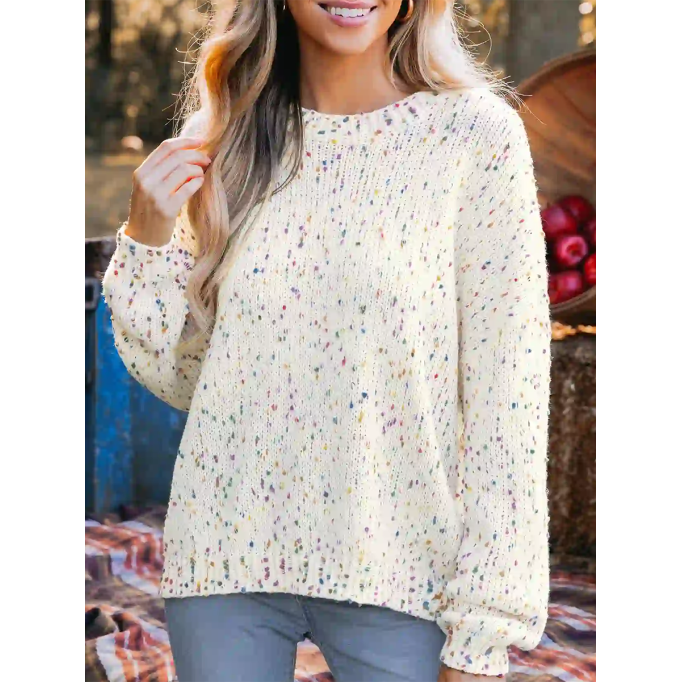 Rainbow Pom Pom Drop Sleeve Sweater