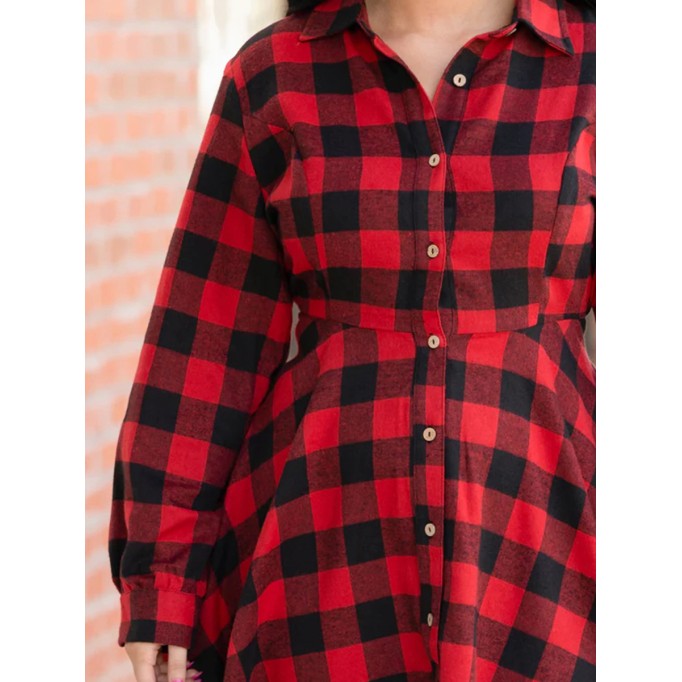 Red checkered irregular dress