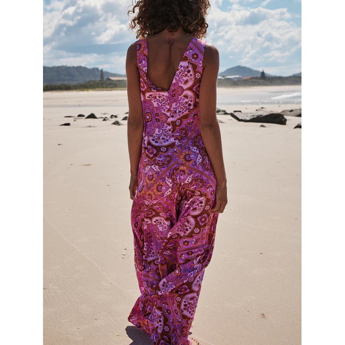 Red floral camisole jumpsuit