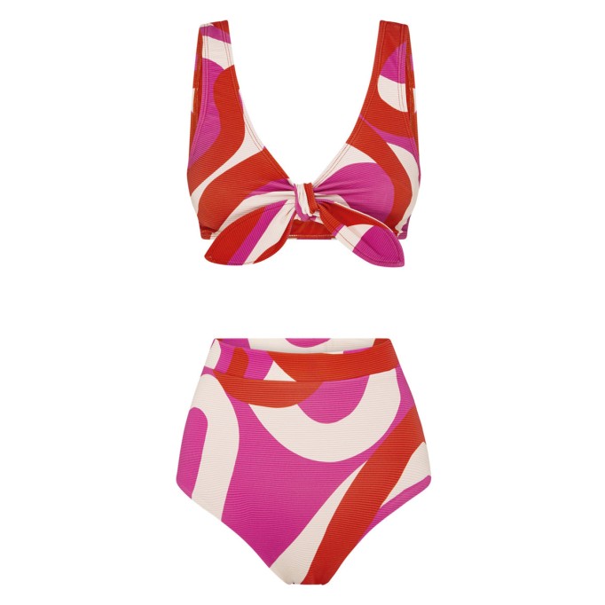 Red ladies sexy chest strap design bikini set 2-piece set