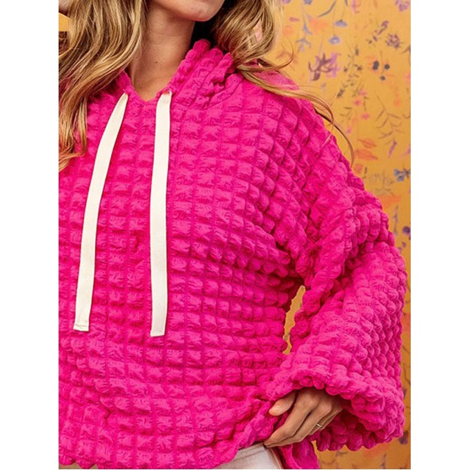 Rose Bubble Textured Waffle Hoodie