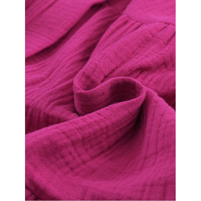 Rose Crinkled Tiered Split Neck Shirt Dress