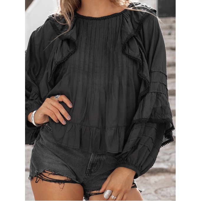 Round neck Long sleeved blouses
