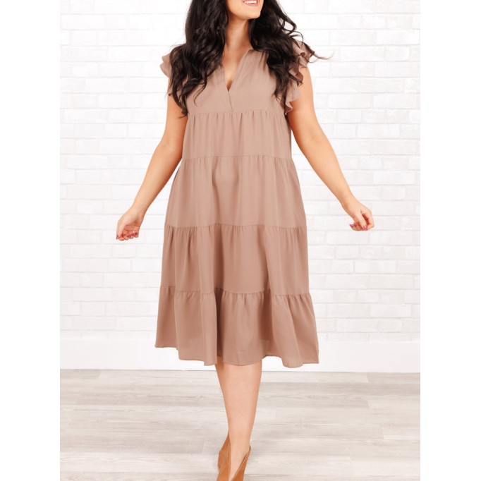 Ruffled Short Sleeve Loose fitting Dress