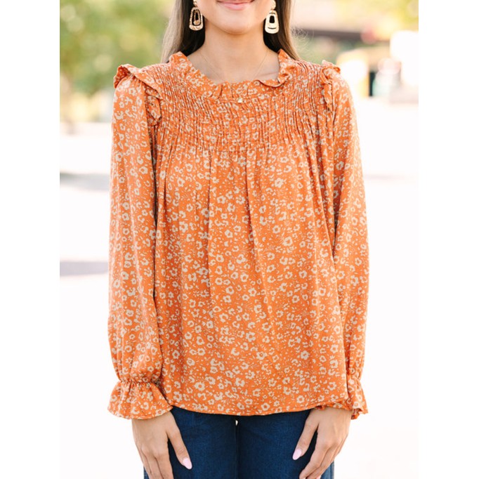 Rust Orange Floral Shirt
