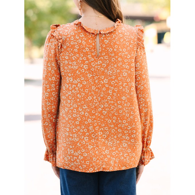 Rust Orange Floral Shirt