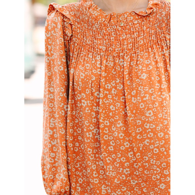 Rust Orange Floral Shirt