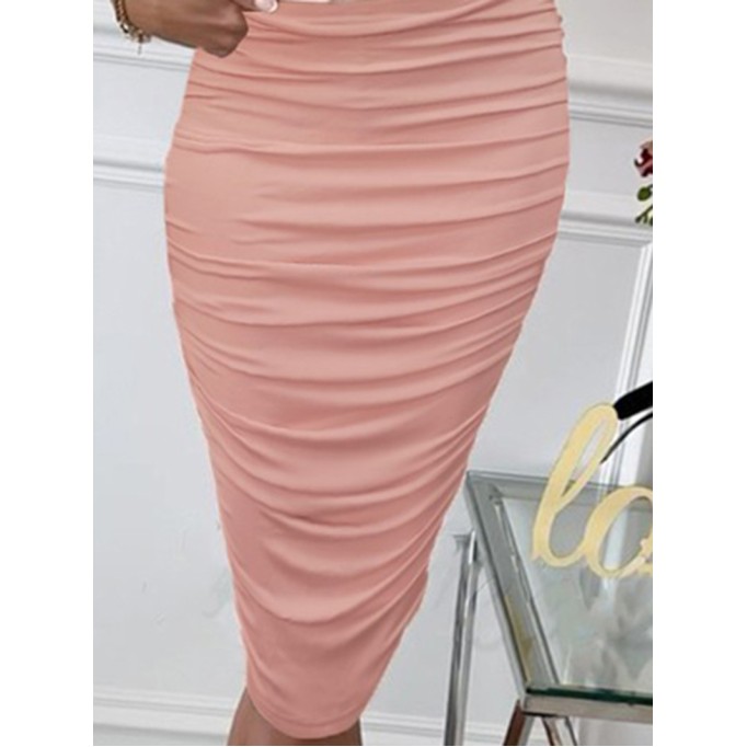 Sexy off-shoulder solid color midi dress
