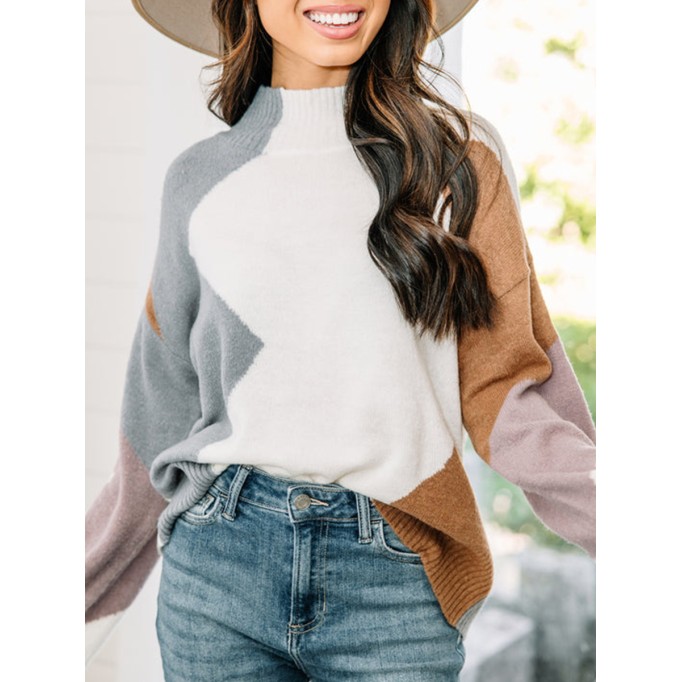 Blue Colorblock Sweater