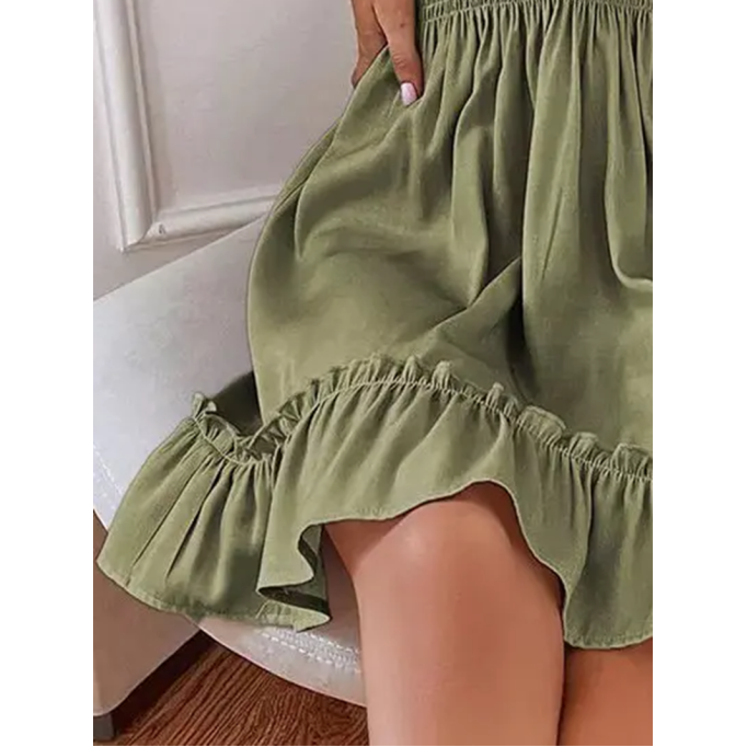 Solid color halter neck suspender dress