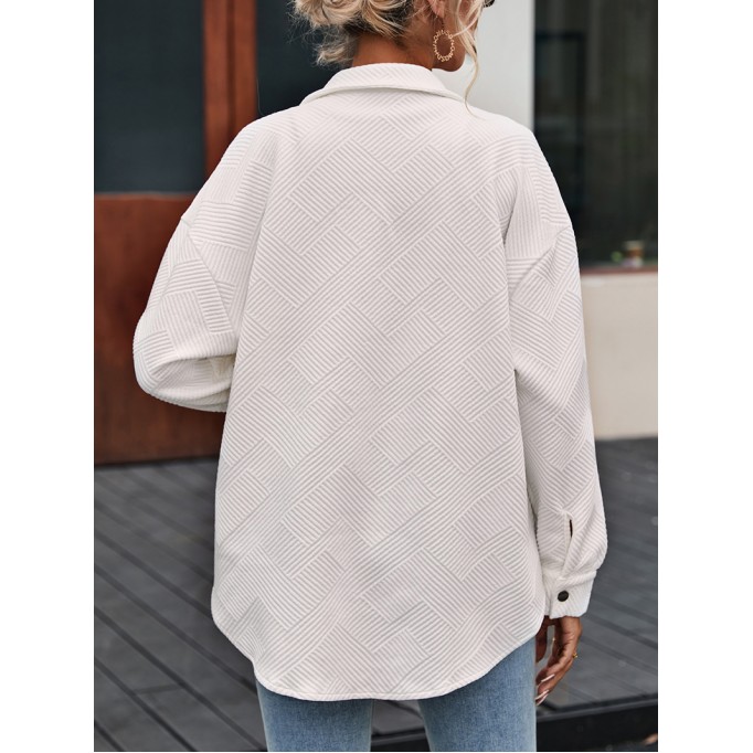 Solid Textured Flap Pocket Buttoned Shacket