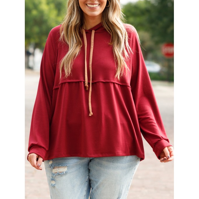 Spliced leather loose hoodie