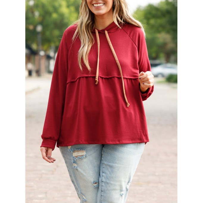 Spliced leather loose hoodie