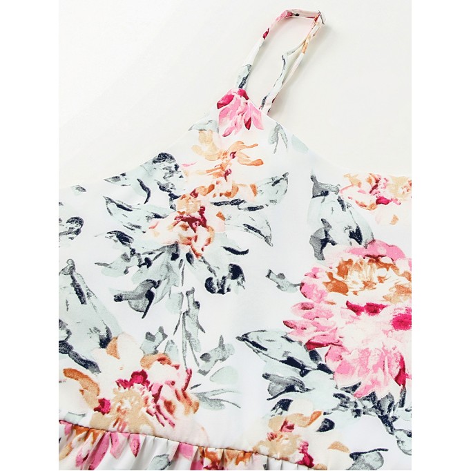 Strap floral casual jumpsuit