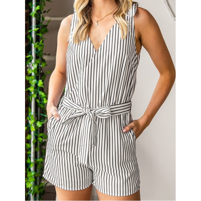 Striped casual jumpsuit shorts