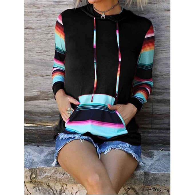 Striped Long Sleeve Hoodie