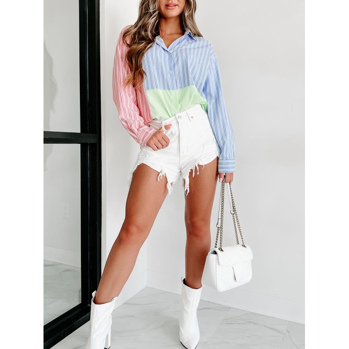 Striped patchwork shirt