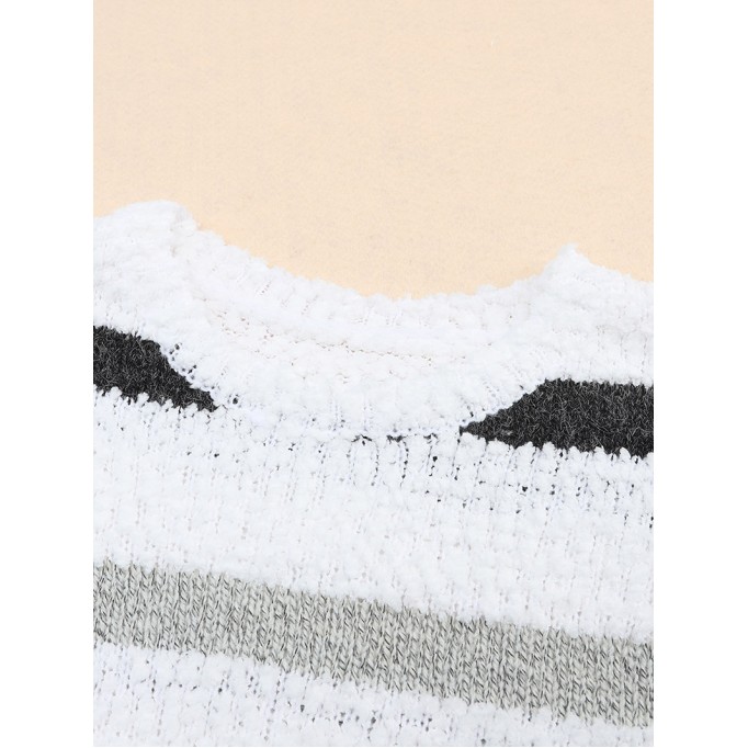 Striped Popcorn Knit Sweater