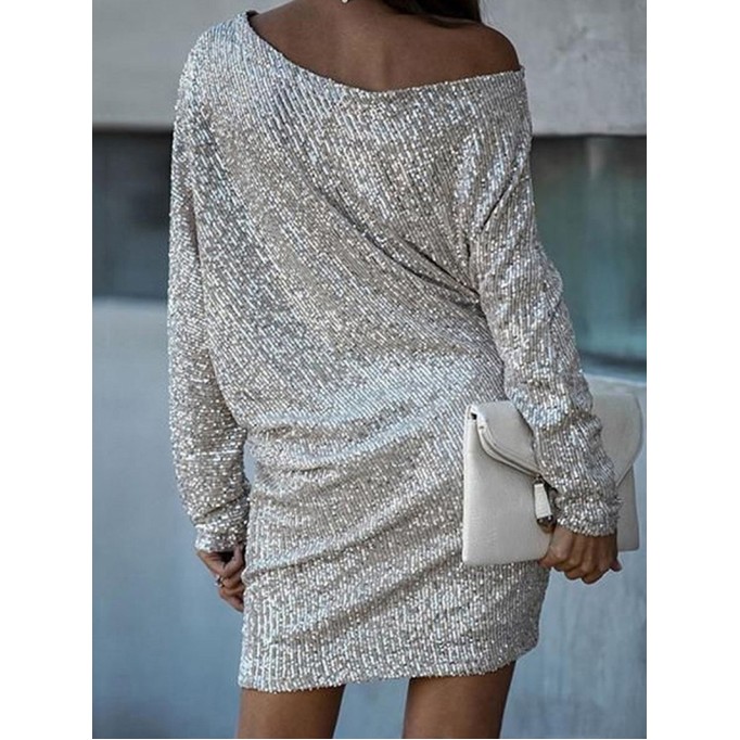 Stylish sequined asymmetrical dress