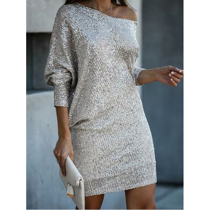 Stylish sequined asymmetrical dress