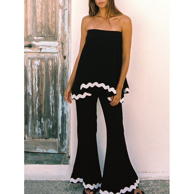 Summer ladies vacation top + pants 2 piece set