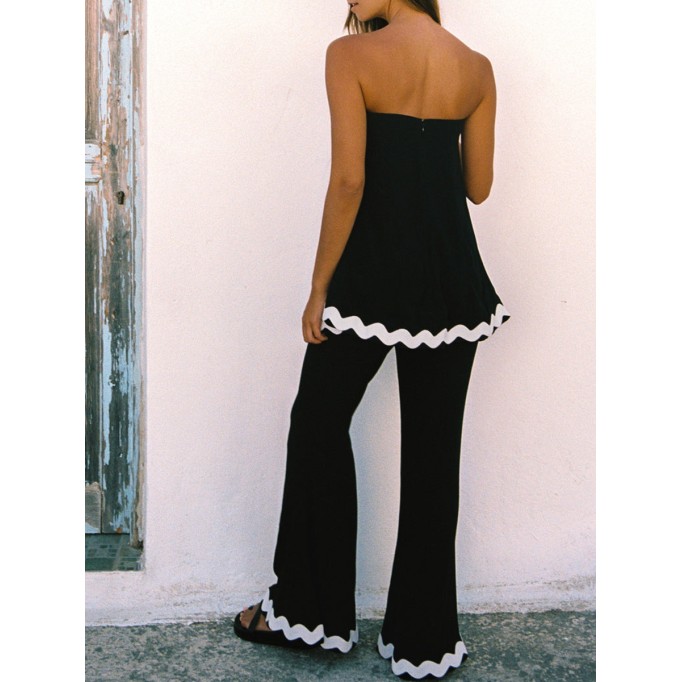 Summer ladies vacation top + pants 2 piece set