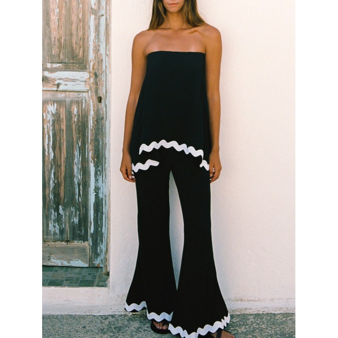 Summer ladies vacation top + pants 2 piece set