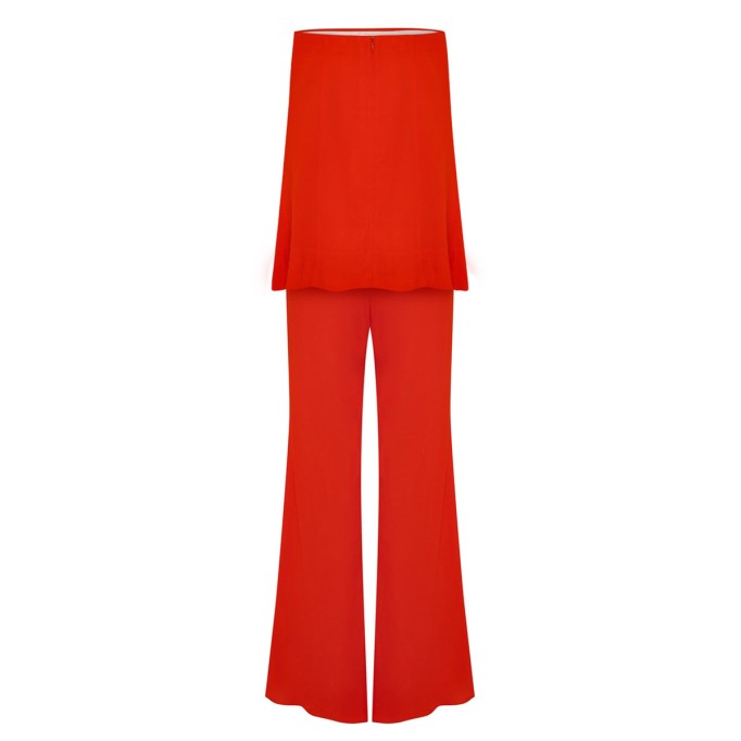Summer red ladies holiday top + Pants 2 piece set