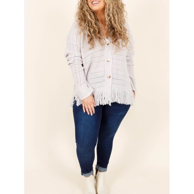 Tassel knitted hollow out sweater cardigan