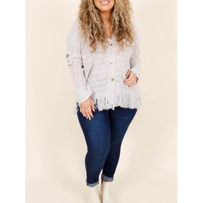 Tassel knitted hollow out sweater cardigan