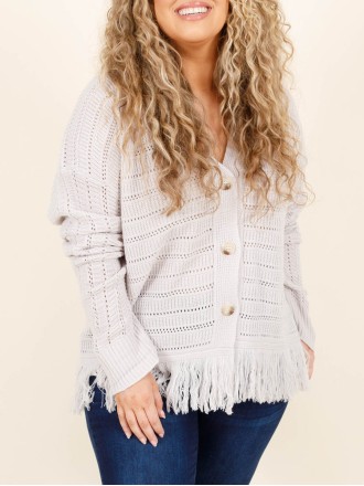 Tassel knitted hollow out sweater cardigan