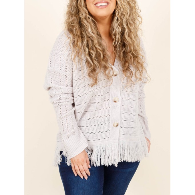 Tassel knitted hollow out sweater cardigan