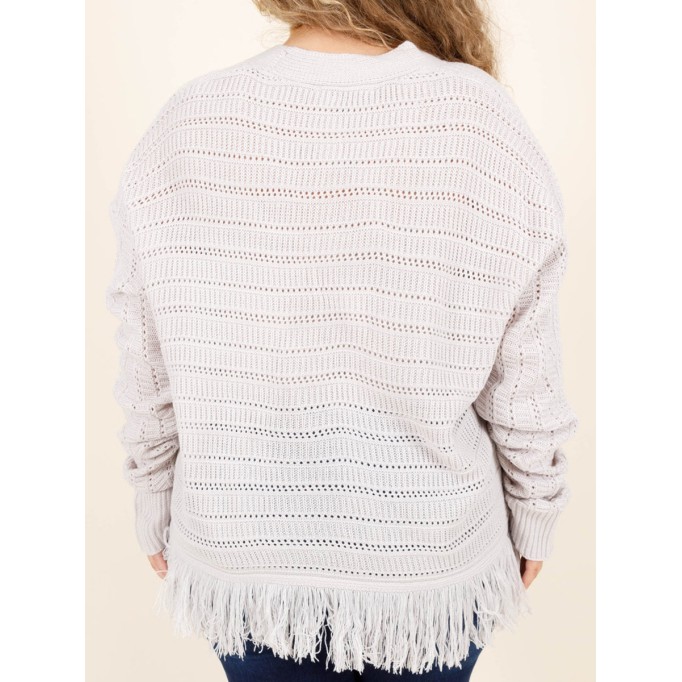 Tassel knitted hollow out sweater cardigan