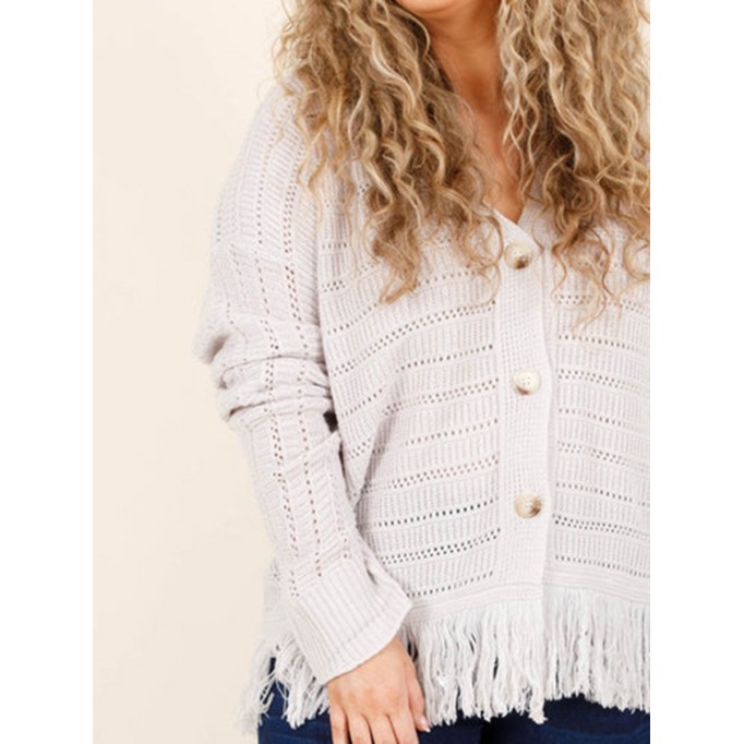 Tassel knitted hollow out sweater cardigan
