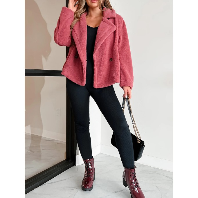Lapel Long sleeve fleece jacket