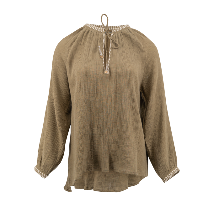 V-neck bubble sleeve blouse