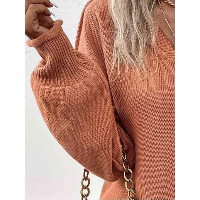 V-Neck Exposed Seam Sweater
