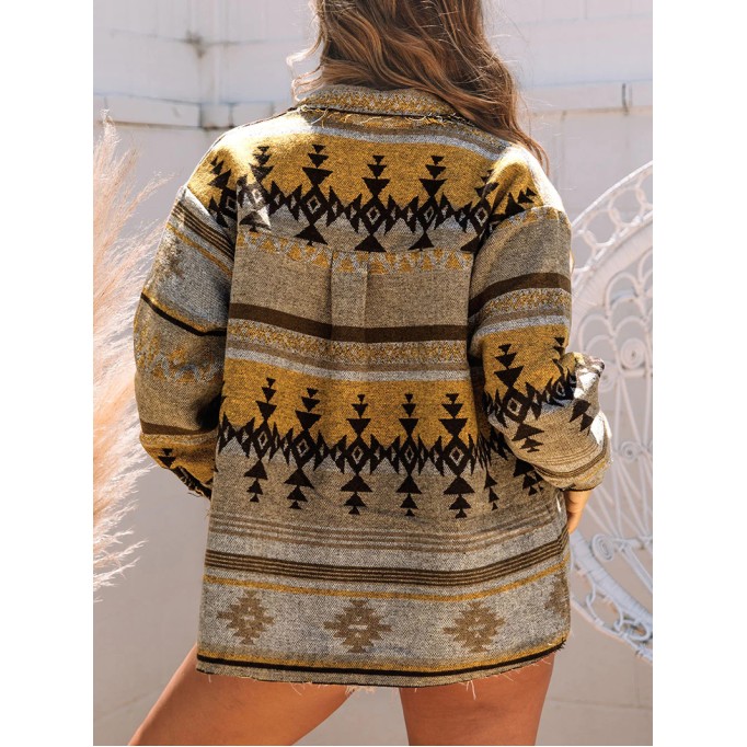 Vintage ethnic print single-breasted jacket