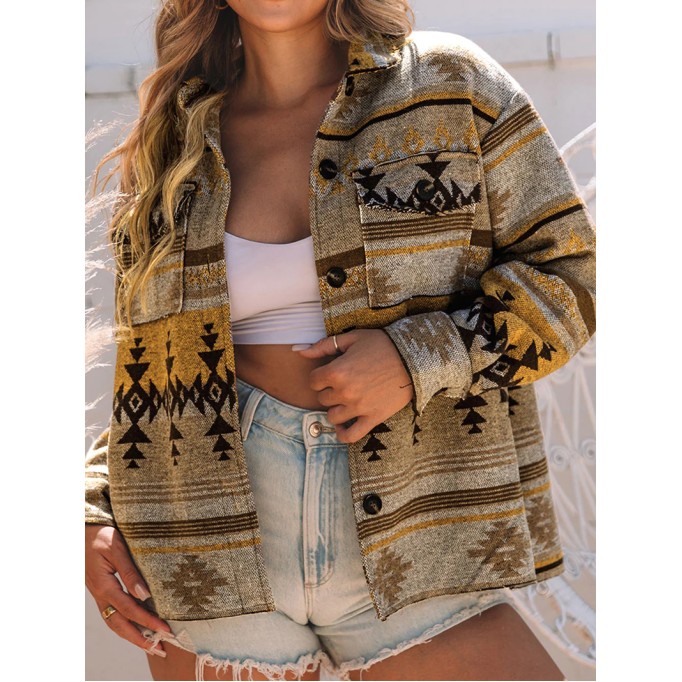 Vintage ethnic print single-breasted jacket