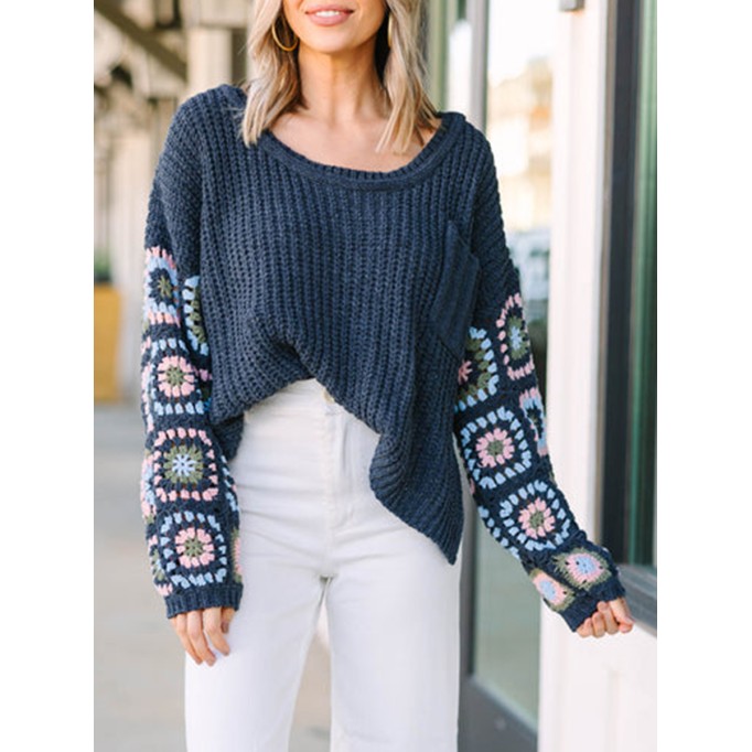 What You Like Gray Crochet Sweater